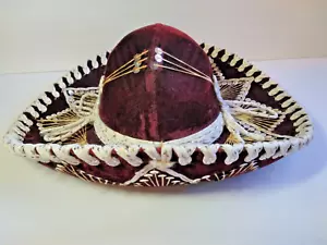 Pigalle Mexican Mariachi Sombrero Red Velvet – Child Size 16” – Made in Mexico - Picture 1 of 11