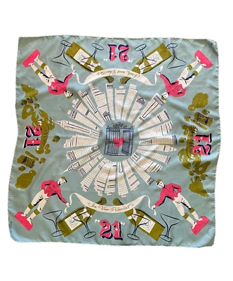 Vintage Tammis Keefe "Jack and Charlie's 21 Club" Silk Scarf - Signed, Number 4 - Image 1 of 4