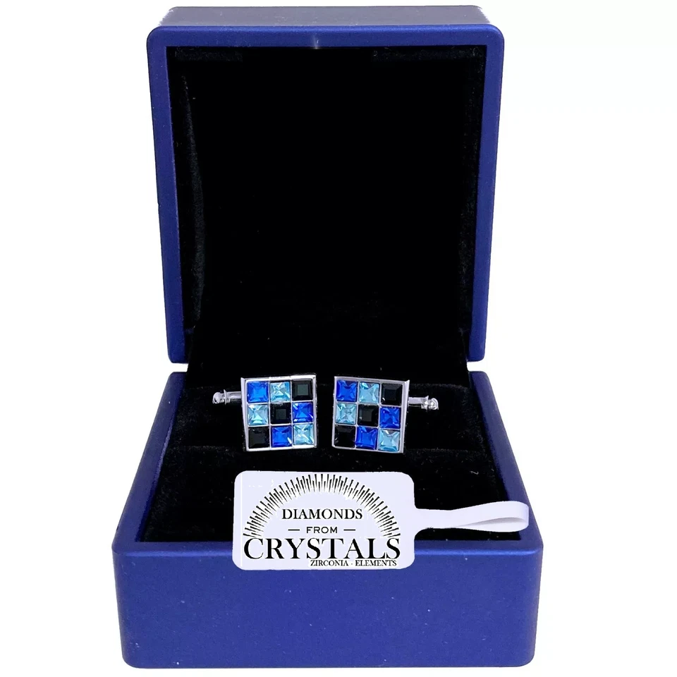GEMELLI CAMICIA UOMO Donna con Cristalli Zirconi  CERIMONIA matrimonio Mini Blu - Immagine 1 di 1