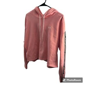 UNDER ARMOUR Pink Cropped Draw String Hoodie Loose Fitting Workout Gear