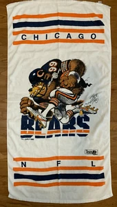 1980's NFL Chicago Bears Towel Beach Vintage Jack Davis Novelty - Picture 1 of 8