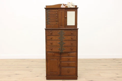 Victorian Oak Antique Dental Cabinet, Jewelry, Collector Chest, Betz #43347 Cover