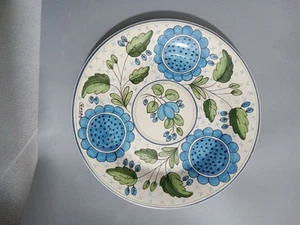 CRESPO Djo.27 C2 Hanpainted 11" Ceramic Blue Flower Hanging Wall Plate - Picture 1 of 8