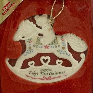 Lenox China 1999 Baby's First 1st Christmas Tree Holiday Ornament Rocking Horse - Picture 1 of 4