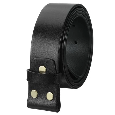 Hombres Cinturón Cuero Correa sin Hebilla Cabeza, 1.5" Ancho (130cm L, Negro) - Imagen 1 de 4