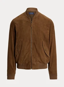 New Polo Ralph Lauren Mens Bomber Jacket Brown Size Medium Suede Bomber $898 - Picture 1 of 5