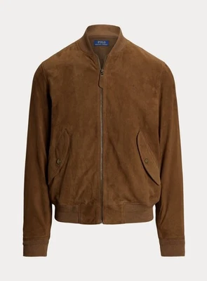 New Polo Ralph Lauren Mens Bomber Jacket Brown Size Medium Suede Bomber $898 - Image 1 of 4
