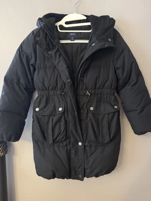 Girls Gap Kids Black Hooded Elastic Waist & Bottom Winter Coat Size Medium 8  - Image 1 of 4