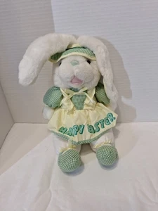 Cuddle Wit Plüsch Osterhase Hase grün Gingham gelb Schürze Schlappohren Schleifen - Bild 1 von 12