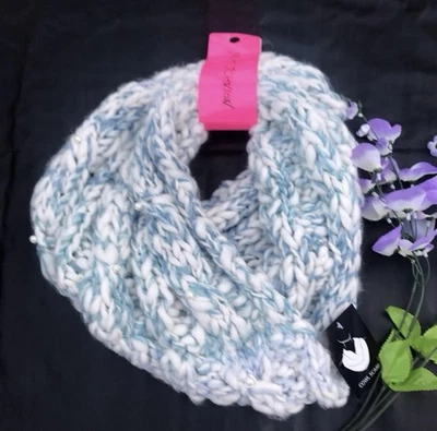Betsey Johnson Cozy Blue and White Knit Scarf  Stay cozy all winter - Image 1 of 3