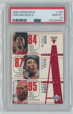 1996-97 Upper Deck Michael Jordan/Scottie Pippen/Dennis Rodman/Toni Kukoc/Ron Foto 1 de 2