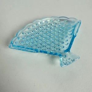 Vintage Fenton Blue Opalescent Hobnail Fan Ashtray - Picture 1 of 6