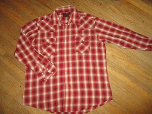 CAMISA LISA WESTERN WEAR Perla Snap Roja Negra A Cuadros Manga Larga Para Hombres XL - Imagen 1 de 4