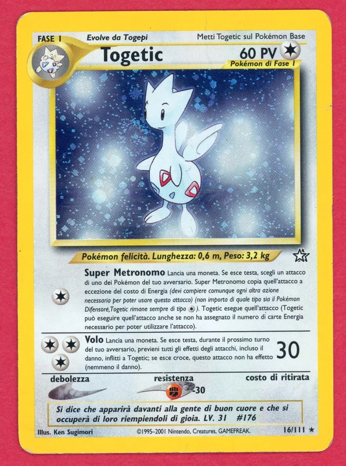 ITALIAN Swirl Togetic Pokemon Card Holo 16/111 Neo Genesis Unlimited - HP - Image 1 of 1