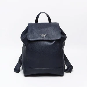 PRADA Leather Triangle Logo Backpack · Daypack Navy WS13078 - Picture 1 of 14