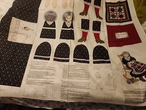 Cranston VIP Screen Print Granny and Her Quilt Doll Fabric Panel Cut Sew - Picture 1 of 4