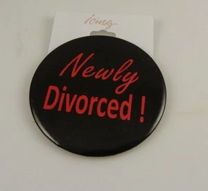 Newly Divorced black and red pin button style divorce - Picture 1 of 3