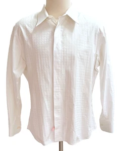 Moda Man Button Down Shirt Long Sleeves White Textured Checks 2XL   GR2526 - Picture 1 of 4