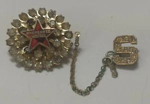 Vtg Stanley Home Products Preferred Hostess Brooch Pin Rhinestones Enamel Star S - Picture 1 of 10