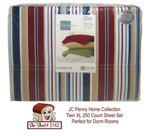 JC Penny Twin XL 250 Count Sheet Set Multi Stripe - new in package - Picture 1 of 3