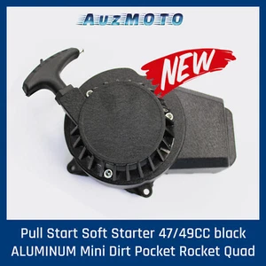 black Pull Start 47/49CC ALUMINUM Mini Dirt Rocket Quad ATV 2-stroke Pocket bike - Picture 1 of 3