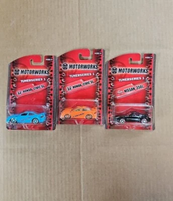 Motorworks Tuner Serie 1 Honda Civic SI y Nissan 350Z 1:64 Diecast Lote de 3 Foto 1 de 4