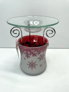 Yankee Candle Snowflake Tart Warmer Tea Light Red and White - Picture 1 of 4