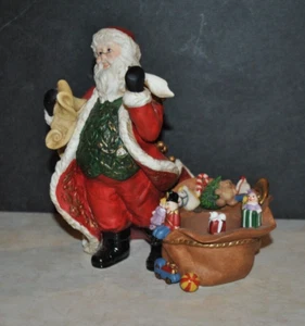 Vintage Partylite Weihnachtsmann checkt seine Liste Teelicht Kerzenhalter Nussknacker Zug - Bild 1 von 4