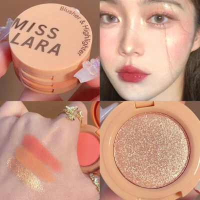 Paleta de maquillaje de sombras de ojos brillantes rubor nacarado 3 en 1 cosméticos Foto 1 de 4