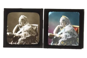 Dissolve Pair - Queen Victoria - Hand Tinted Woodbury Glass Lantern Slides - Picture 1 of 1
