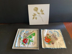 Two Vintage Souvenir Czechoslovakia Handkerchiefs Lord & Taylor w/Box - Picture 1 of 6