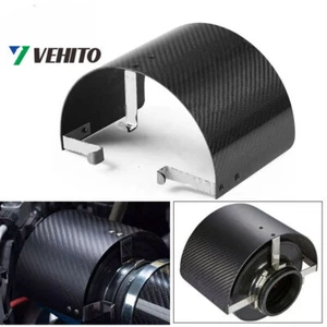 New Universal 2.5''-3.5'' Rear Air Intake Filter Heat Shield Cover Carbon Fiber - Picture 1 of 11