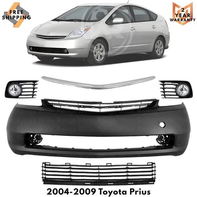Front Bumper Cover Fascia & Fog Light Assembly Kit For 2004-2009 Toyota Prius Foto 1 de 4