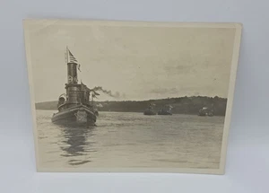 Early 1900’s Vintage Sepia 6.5 x 9 Photo-New York Central Tugboat Ship - Picture 1 of 4