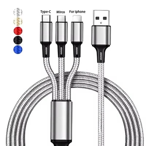 3 in 1 Multi Head USB Charger Charging Cable for Most Devices -5 Colours - Picture 1 of 16