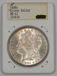 1884-O Plata Morgan Dollar Hanes Tulving Soporte Clásico Sin Circular - Imagen 1 de 2