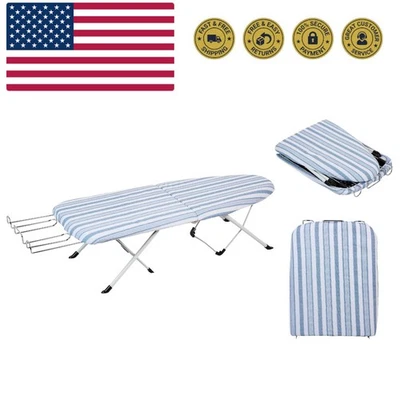 Foldable Tabletop Ironing Board with Iron Rest, Blue Stripe Download Images ×... - Image 1 of 4