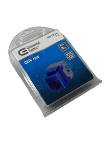 Commercial Electric Cat6 Keystone Jack Blue – New - Sealed - Afbeelding 1 van 3