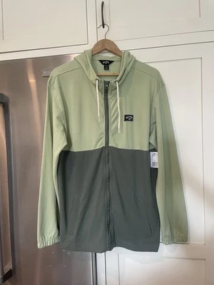 NUEVO CON ETIQUETAS Billabong Sudadera con Capucha Para Hombres Talla M Verde Bloque Texturizado Cremallera Completa Sudadera Foto 1 de 4