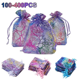 100-400x Sheer Coralline Organza Favor Gift Bags Jewelry Pouches Wedding Party - Picture 1 of 14
