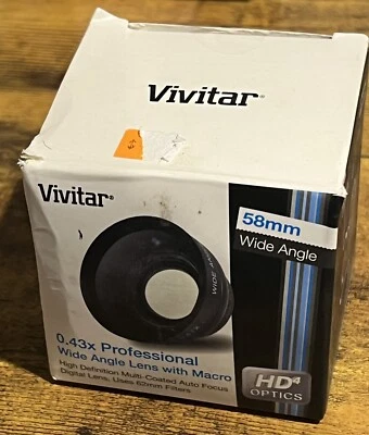Vivitar .43x Wide Angle .58mm Lens - VIV-58W - Includes Carrying Pouch & Caps - Image 1 of 4