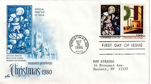 US Scott #1842-43, First Day Cover 10/31/80 Christmas COMBO - Picture 1 of 1