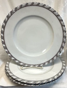 3 FRANCONIA Selb Bavaria PALLADINA DINNER PLATES Platinum Edge 10 7/8" VGC - Picture 1 of 3