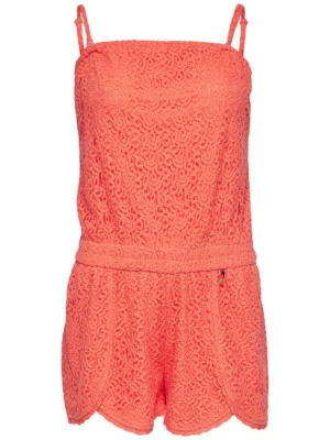 1/31 NEU ONLY Damen Overall Jumpsuit Playsuit kurz Spitze Gr. 38 orange rot - Bild 1 von 2