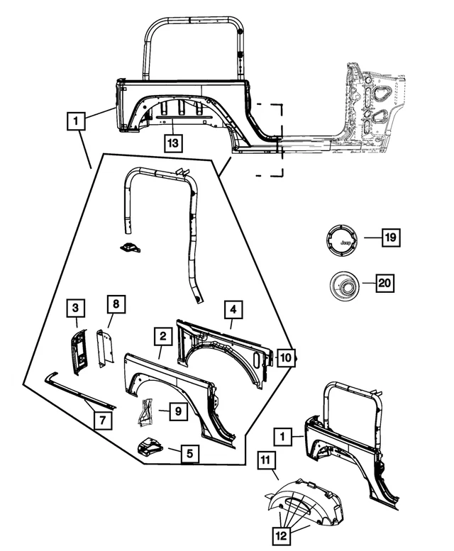 Jeep Wrangler 07-18 pilar B correa carrocería sello lateral derecho Mopar nuevo OEM Foto 1 de 1