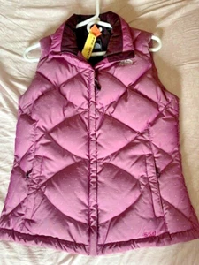 ADORABLE PREOWNED THE NORTH FACE 550 DOWN VEST SIZE SM LILAC W/WHITE - Picture 1 of 3