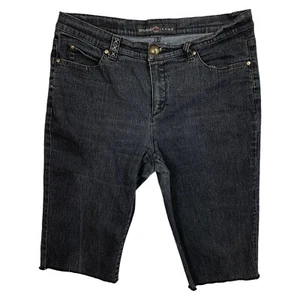 Dismero Jeans 33 Schwarz Cut Off Jeansshorts Faded Stretch Distressed Crop ITALY  - Bild 1 von 12
