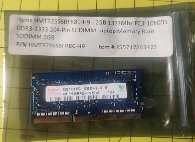 HYNIX-2GB 1333Mhz PC3-10600S DDR3 memory module for sale, P/N: HMT325S6BFR8C-H9 - Image 1 of 2