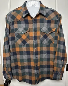 Noble Outfitters Brawny Snap Front Flannel Plaid Heavyweight Shirt- Men's XL - Picture 1 of 6
