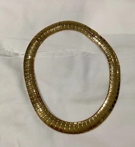 Vintage MONET Gold Tone Wide Omega Choker Necklace 18" - Picture 1 of 5